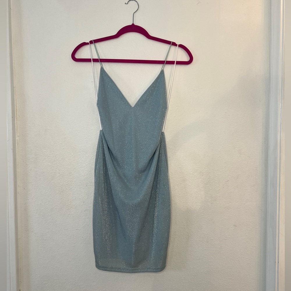 🦋 Sparkle Backless Blue Dress